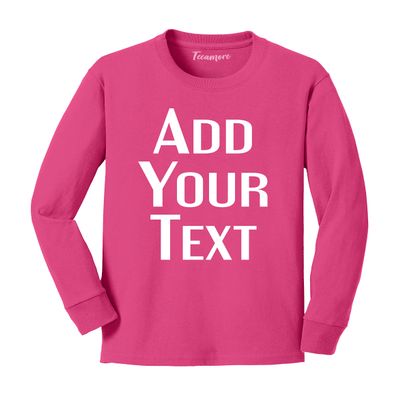 Custom Youth Long Sleeve Shirt Add Your Own Personalized Text Team Number Name Sangria