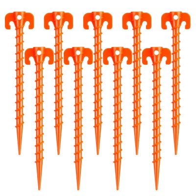 Hikemax 15 Pack Plastic Spiral Tent Stakes - 10 Inch Heavy Duty Screw-in Sand Anchors Pegs - Windproof Plastic Ground Anchor Stakes for Secure Tents, Inflatables, Canopies, Tarps, Garden Structures