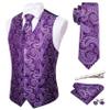 Barry.Wang Purple Silver Formal Men Vest Paisley Jacquard Silk Tie Suit Waistcoat Set Wedding 5PCS view 1