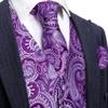 Barry.Wang Purple Silver Formal Men Vest Paisley Jacquard Silk Tie Suit Waistcoat Set Wedding 5PCS view 2