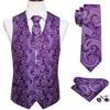 Barry.Wang Purple Silver Formal Men Vest Paisley Jacquard Silk Tie Suit Waistcoat Set Wedding 5PCS view 3