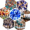 Ueerdand Pack of 4 Cheerleading Pom Poms Foil Plastic Metallic Cheerleader Pom Poms for Cheer Sport Kids Adults Team Spirit Cheering (Blue White) view 4