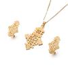 Ethiopian Cross Pendant Earring Set 24k African Gold Cross Symbol Jewelry Set view 1