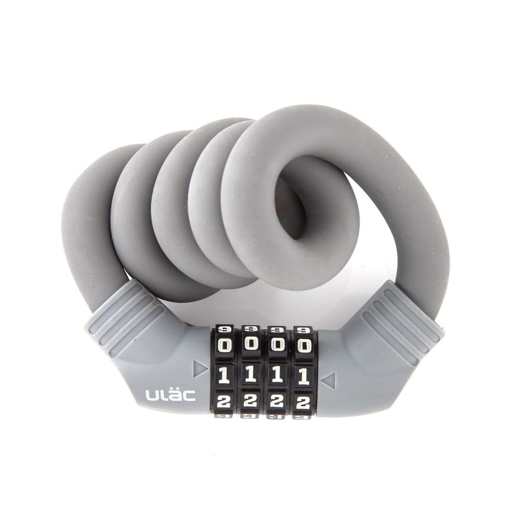 ULAC 1970 Twistable Steel Memory Cable Bicycle Lock Combo, Keyless Resettable 4-Digit Combination, Ideal for Commuter Bike, Kids Bike (Grey)