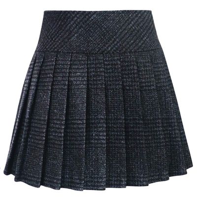 chouyatou Women's Casual Plaid High Waist A-Line Pleated Skirt (Large, H344-Charcoal)