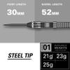 Target Darts Phil Taylor Power 8-Zero 4 Black Steel Tip Darts, 80% Tungsten Dart Set, P8Z4, 21G | Player Edition Darts with Fixed Points | Black Darts Case Included view 3