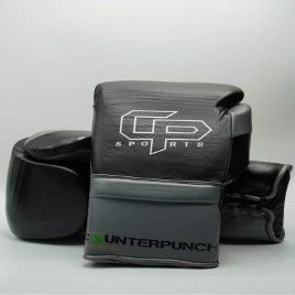 Counterpunchsports - 16 oz Lace Up Gloves for Sparring 100% Cowhide Leather, Superior Protection for Your Hands with Single Mold Technology (Black & Silver)