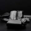 Counterpunchsports - 16 oz Lace Up Gloves for Sparring 100% Cowhide Leather, Superior Protection for Your Hands with Single Mold Technology (Black & Silver) view 2