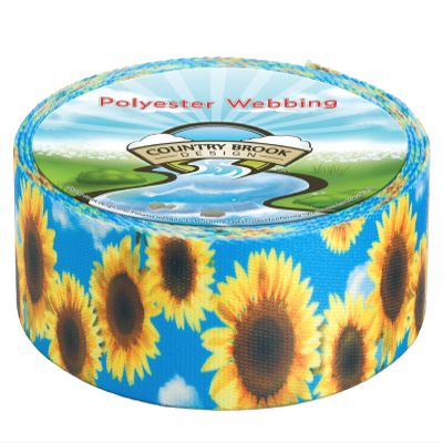 Country Brook Design - Sunflowers Polyester Webbing (1 1/2 Inch, 10 Yards)
