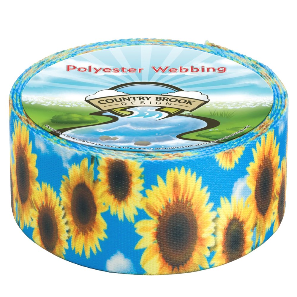 Country Brook Design - Sunflowers Polyester Webbing (1 1/2 Inch, 10 Yards)