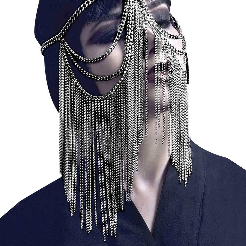 AIBEARTY Women Masquerade Metal Head Chain Mask Face Headwear Chain Jewelry for Party Nightclub Dance Halloween Cosplay