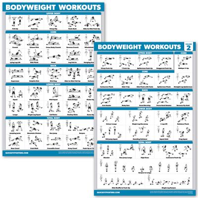 Palace Learning 2 Pack - Bodyweight Workout Exercise Poster Set - Volume 1 & 2 - Laminated Body Weight Exercise Chart - (18" x 24")