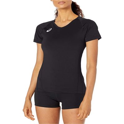 ASICS Spin Serve Volleyball Jersey Short Sleeve, Team Black, x Large