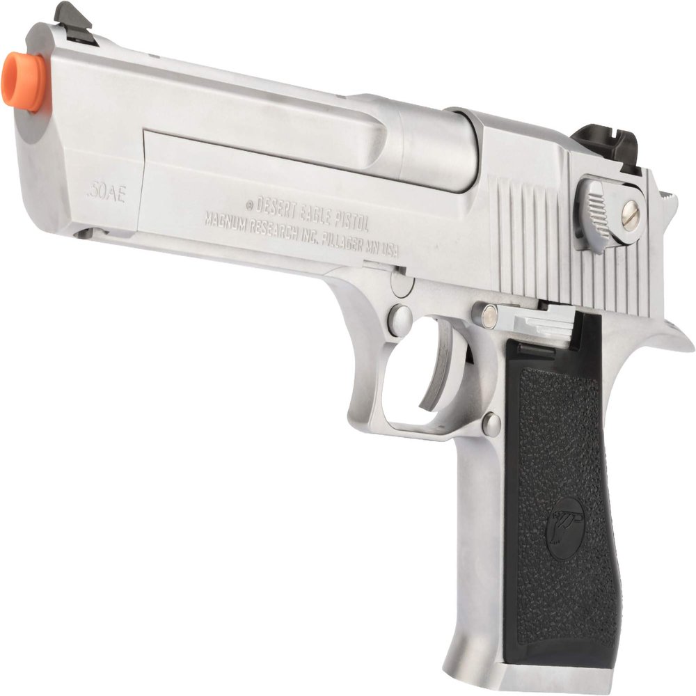 Evike Airsoft - WE-Tech Airsoft Silver DE 50 AE Metal Blowback Airsoft Pistol by Cybergun