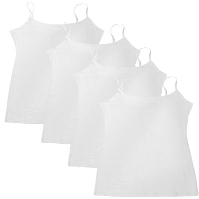 4 Pack: Active Basic Cami Tanks in Many Colors - White, White, White, White, Medium