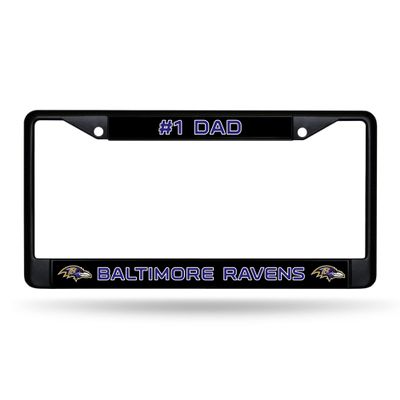 Rico Industries NFL Baltimore Ravens #1 DAD Black Chrome Frame 12" x 6" Car/Truck Auto Accessory