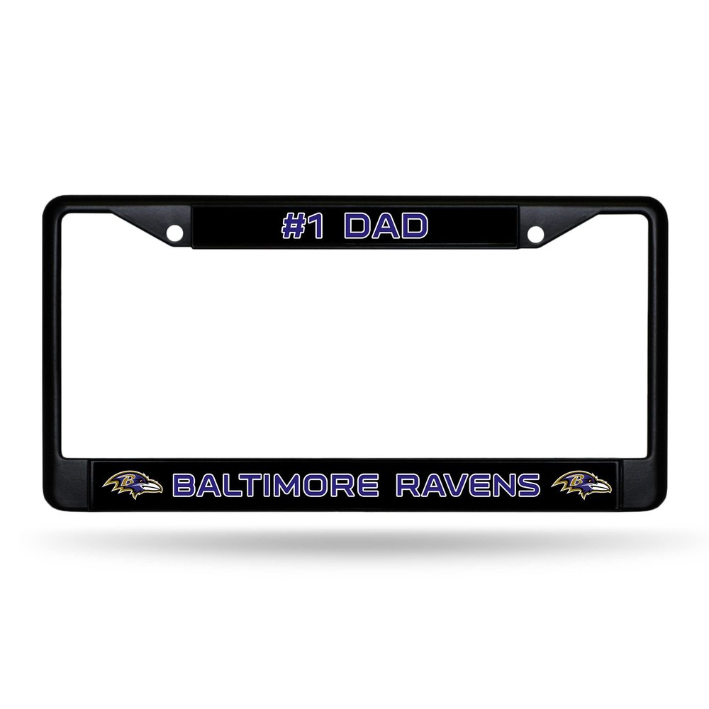 Rico Industries NFL Baltimore Ravens #1 DAD Black Chrome Frame 12" x 6" Car/Truck Auto Accessory