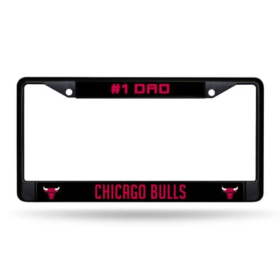 Rico Industries NBA Chicago Bulls #1 DAD Black Chrome Frame W' Decal Insert 12" x 6" Car/Truck Auto Accessory