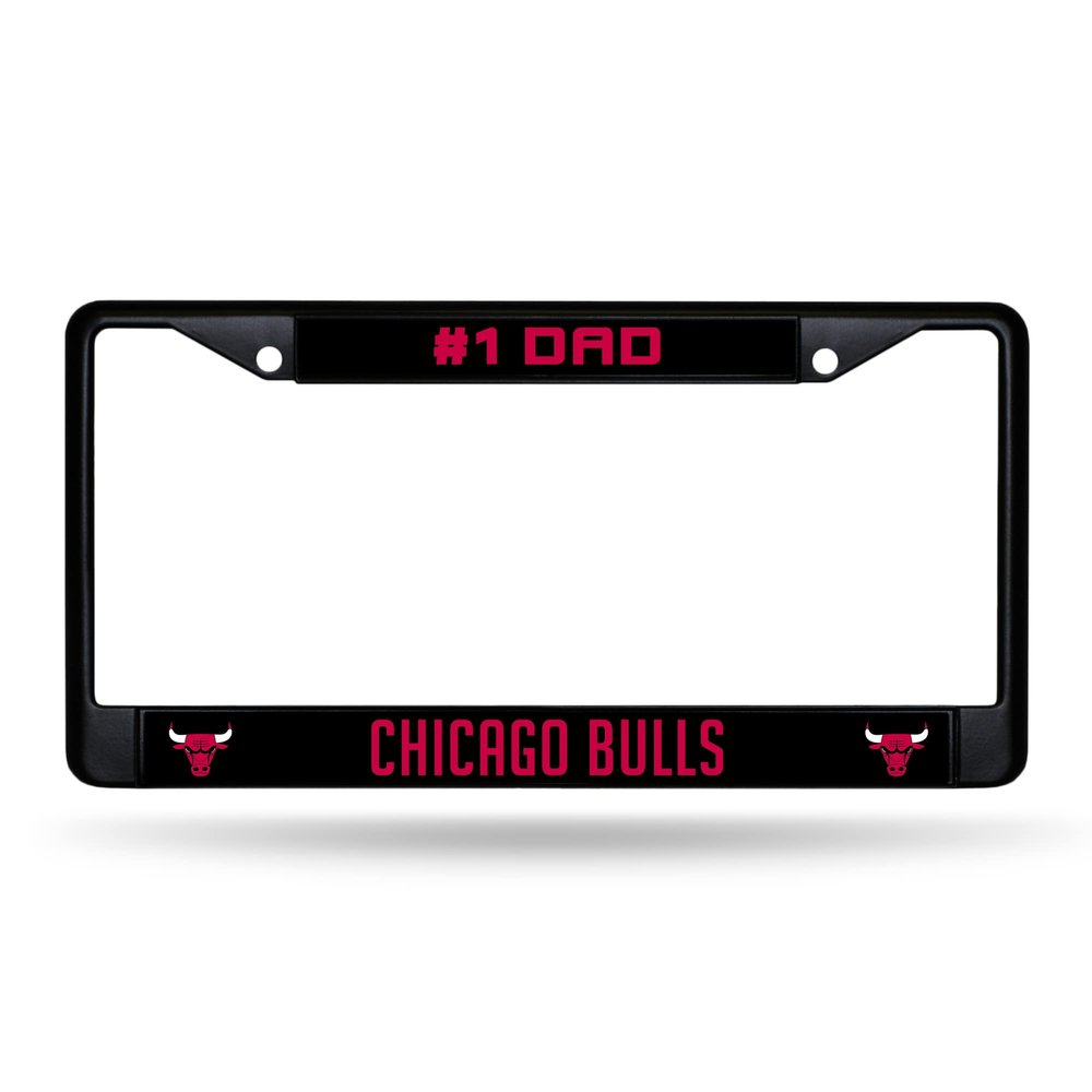 Rico Industries NBA Chicago Bulls #1 DAD Black Chrome Frame W' Decal Insert 12" x 6" Car/Truck Auto Accessory