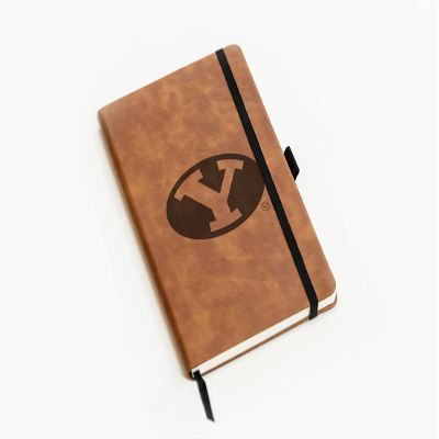 Rico Industries NCAA BYU Cougars Brown Laser Engraved Small Notepad Jounral/Notepad 8.25" x 5.25"- Office Accessory