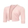 Women's Classic 3/4 Sleeve Open Front Lightweight Cropped Cardigans Sweaters (S-XL) WCD001 - Dust Pink - Small - A1A view 1