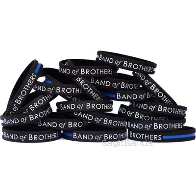 15 Band of Brothers Wristbands with The Thin Blue Line