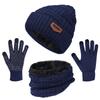 3-Pieces Winter Beanie Hat Scarf and Touch Screen Gloves Set Warm Knit Skull Cap for Men Women, Navy Blue(Hat Scarf Gloves) view 1