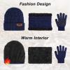 3-Pieces Winter Beanie Hat Scarf and Touch Screen Gloves Set Warm Knit Skull Cap for Men Women, Navy Blue(Hat Scarf Gloves) view 2
