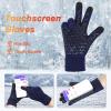 3-Pieces Winter Beanie Hat Scarf and Touch Screen Gloves Set Warm Knit Skull Cap for Men Women, Navy Blue(Hat Scarf Gloves) view 4