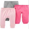 Carter's Baby Girls 3-Pack Pants, Gray/Pink, 3 Months US view 1