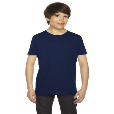 American Apparel Unisex Kids' Fine Jersey Crewneck Short Sleeve T-Shirt, Navy, Youth: 8