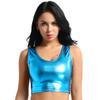 ACSUSS Women's PVC Metallic Shiny Vest Tank Top Party Clubwear Rave Bustier (Lake Blue) view 1