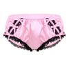 vastwit Silky Satin Ruffled Lace Trim Panties for Men Sissy Knickers French Maid Crossdressing Underwear Pink Medium view 1