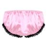 vastwit Silky Satin Ruffled Lace Trim Panties for Men Sissy Knickers French Maid Crossdressing Underwear Pink Medium view 3