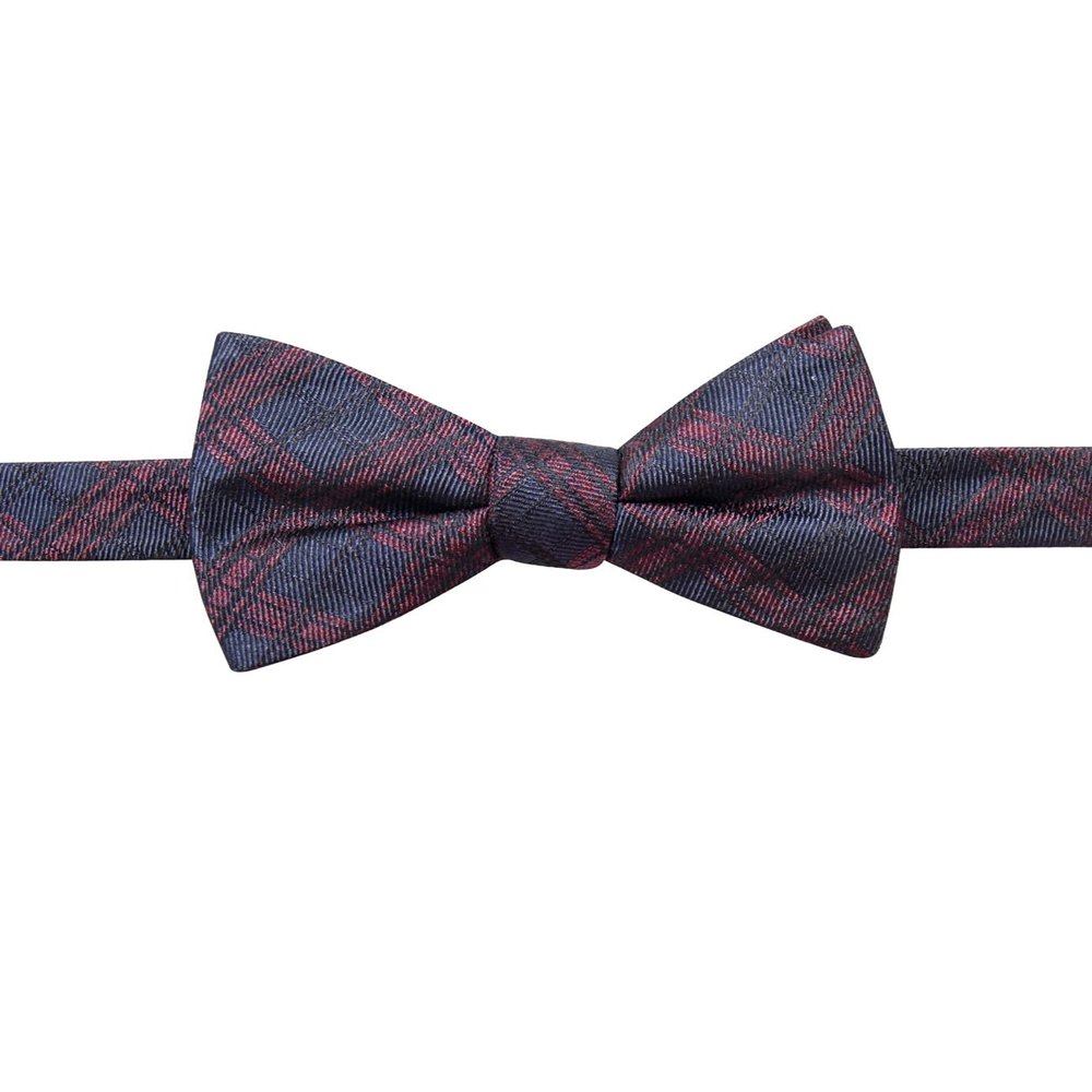 Ryan Seacrest Distinction Mens PT Pienza Silk Plaid Bow Tie Navy O/S