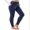 baleaf Women's Fleece Lined Leggings Thermal Warm Winter Tights High Waisted Thick Yoga Pants Cold Weather with Pockets Navy Blue L view 1