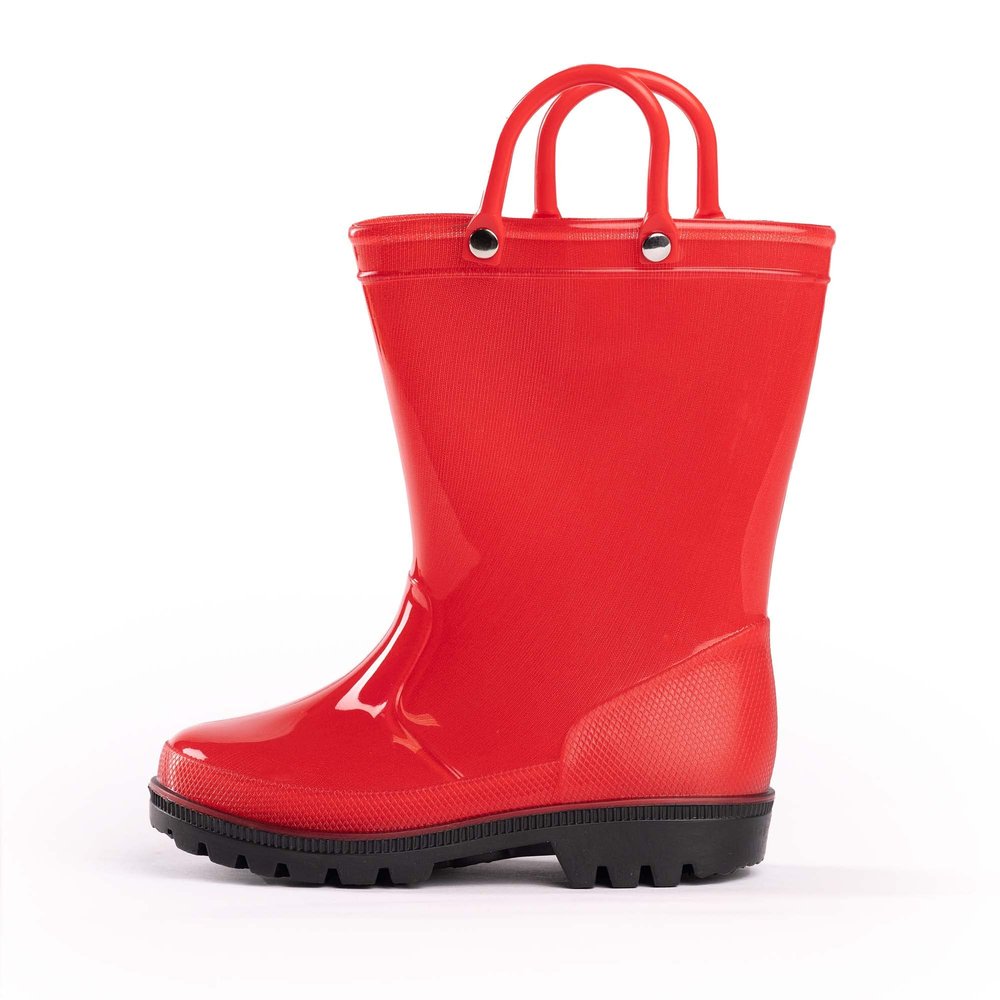 NORTY PVC Rain Boots for Kids - Waterproof PVC Boots Boys and Girls Solid & Printed Rainboots for Toddlers and Kids - Red, Black