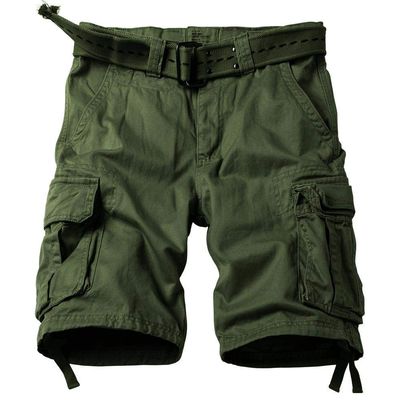AKARMY Men's Cotton Casual Multi Pocket Outdoor Camouflage Shorts Twill Camo Cargo Shorts(No Belt) 8066 ArmyGreen 36