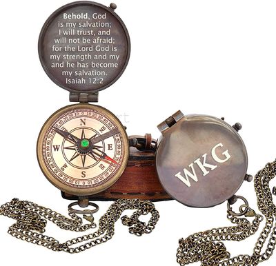 Personalized Compass, Custom Engraved Handmade Working Compass, Gifts for Men for Anniversary Fathers Day Christmas Birthday Valentines Day and Graduation Baptism