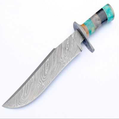 Custom Handmade Damascus Steel Hunting Knife 14" Bowie Camel Bone Handle MBE804
