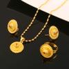Flower Jewelry Set Ethiopian Gold Jewelry Sets Earrings Pendant Ring with Stone African Habesha Nigeria Jewelry view 2