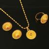 Flower Jewelry Set Ethiopian Gold Jewelry Sets Earrings Pendant Ring with Stone African Habesha Nigeria Jewelry view 4