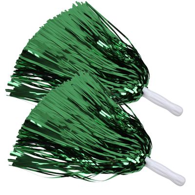 ICObuty Metallic Cheerleading Pom Poms Foil Fluffy 12 inch 2 Pack NO Sheddingfor Sport Squads Dance Hen Party Stage Performance Celebration (Kelly Green)