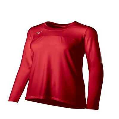 Mizuno Women's Techno VII Long Sleeve Volleyball Jersey, Red, XX-Large
