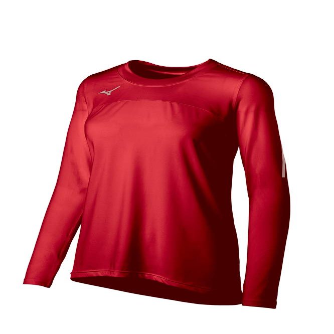 Mizuno Women's Techno VII Long Sleeve Volleyball Jersey, Red, XX-Large
