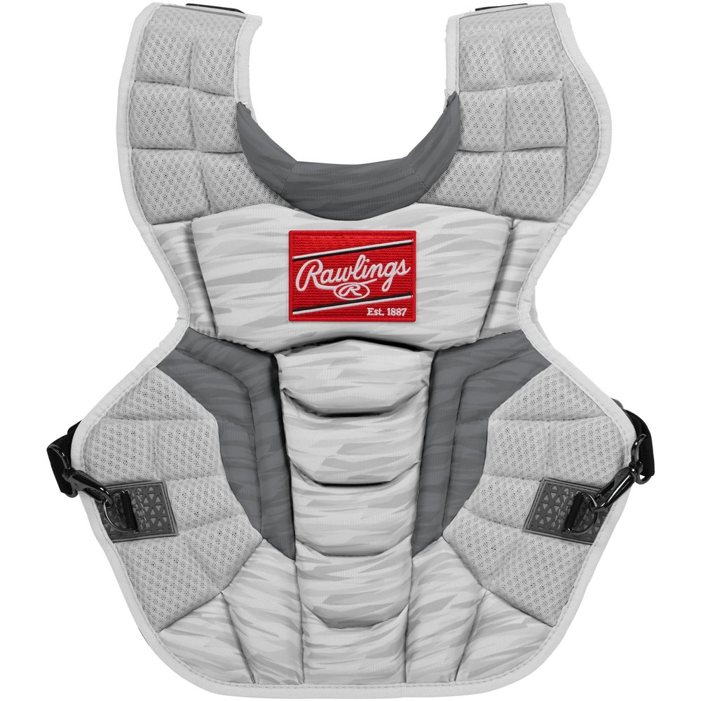 Rawlings | VELO 2.0 Catcher's Chest Protector | Baseball | Intermediate - 15 1/2" | White/Silver