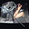 AZYOUNG Women's Masquerade Masks Side Feather Flower Petal Hand Held Lace Mask with Stick,(Gray) view 2