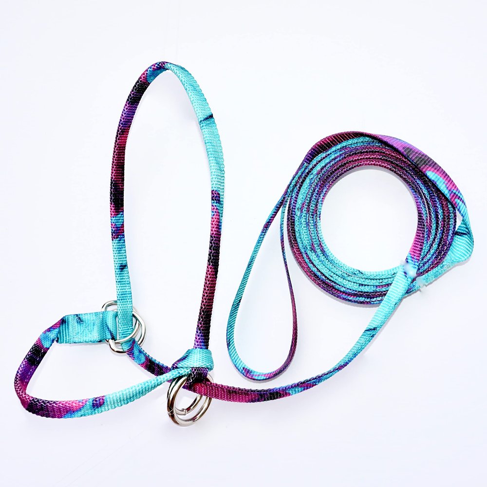 Halter-All Small Pattern Yearling Calf, Miniature Cow Endless Adjustable Halter & Lead USA 650-1050lbs (Brown Weave)