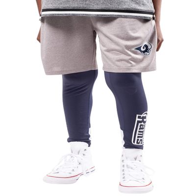 Ultra Game NFL Los Angeles Rams Boys 2 Piece Leggings & Shorts Training Compression Set, Team Color, Large