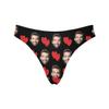Custom Personalized Photo Printed Face Red Love Heart Black Novelty Women's Thong G-Strings Briefs Shorts M view 1